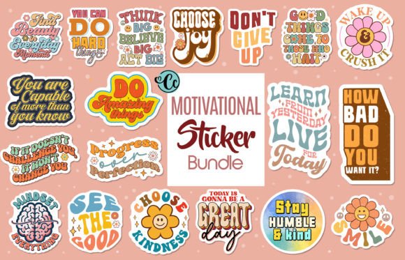 Motivational Quotes Stickers Bundle, Png